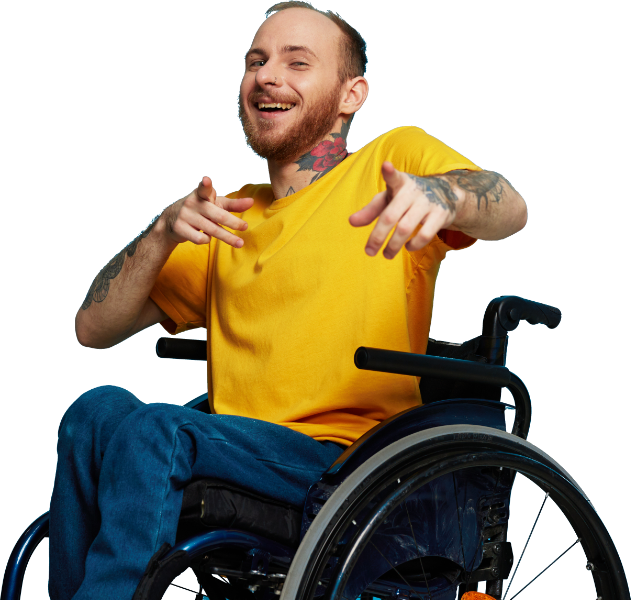 Young man in a wheelchair