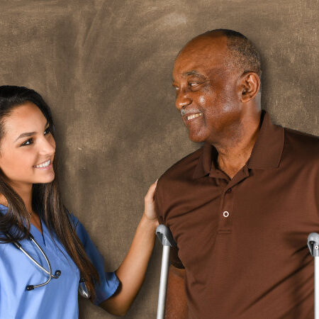 Respite care worker with elderly black man